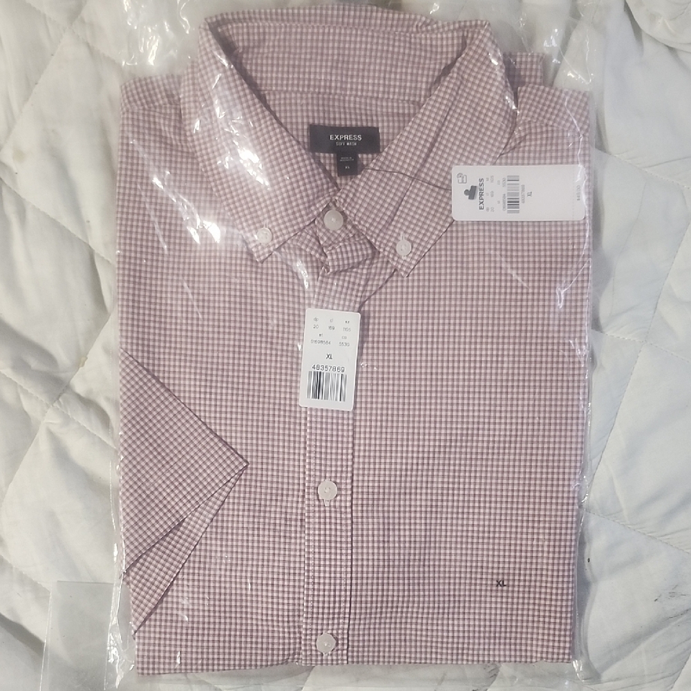 Express Red Casual Button Down Shirt